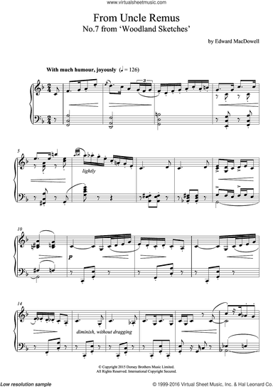 From Uncle Remus (10 Woodland Sketches, Op.51, No.7)