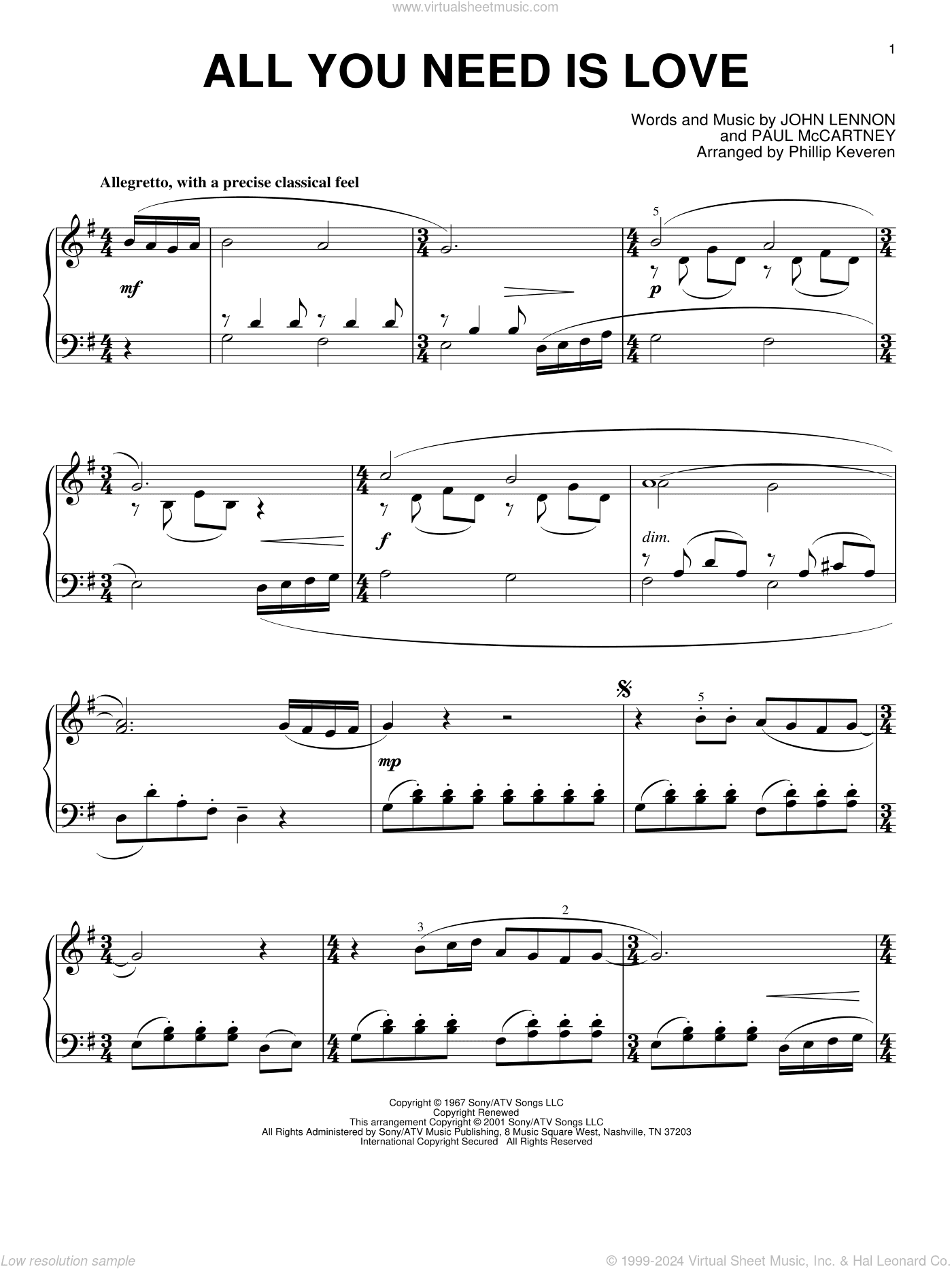 All You Need Is Love (arr. Phillip Keveren)