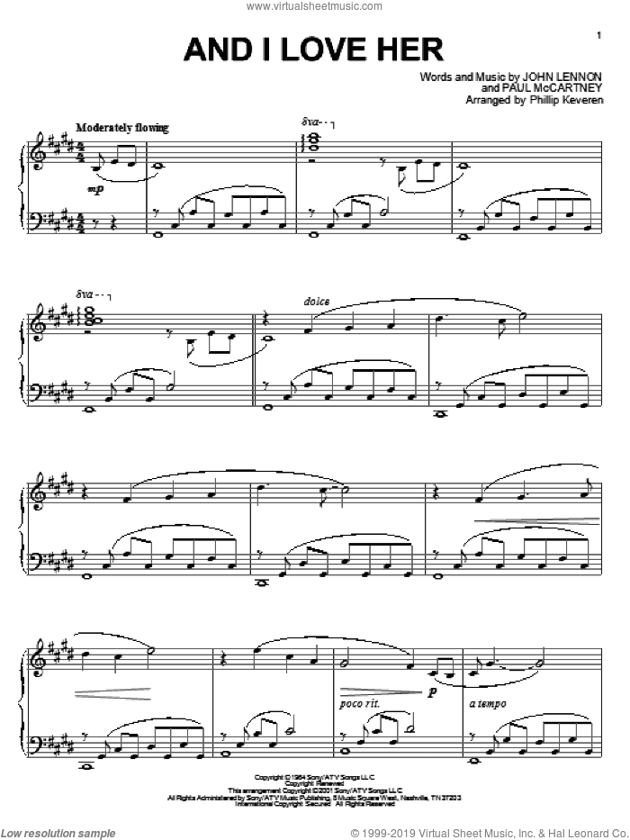 And I Love Her (arr. Phillip Keveren)