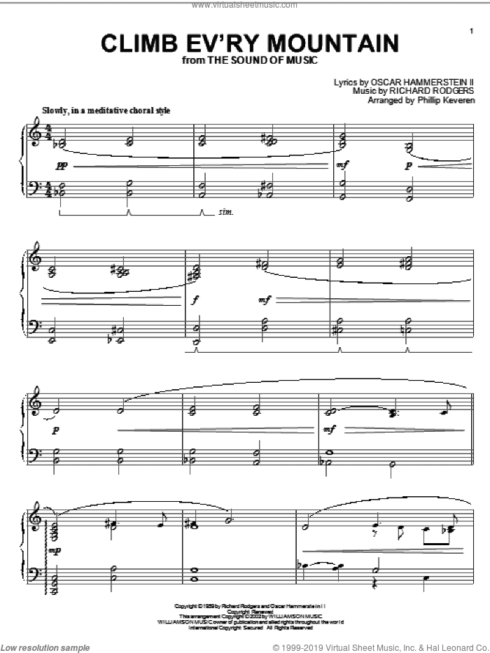 Climb Ev'ry Mountain (from The Sound of Music) (arr. Phillip Keveren)