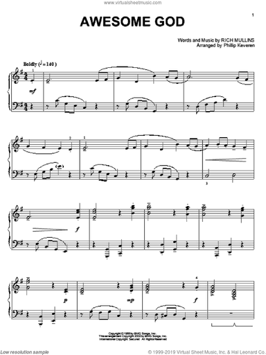 Awesome God (arr. Phillip Keveren), (intermediate)