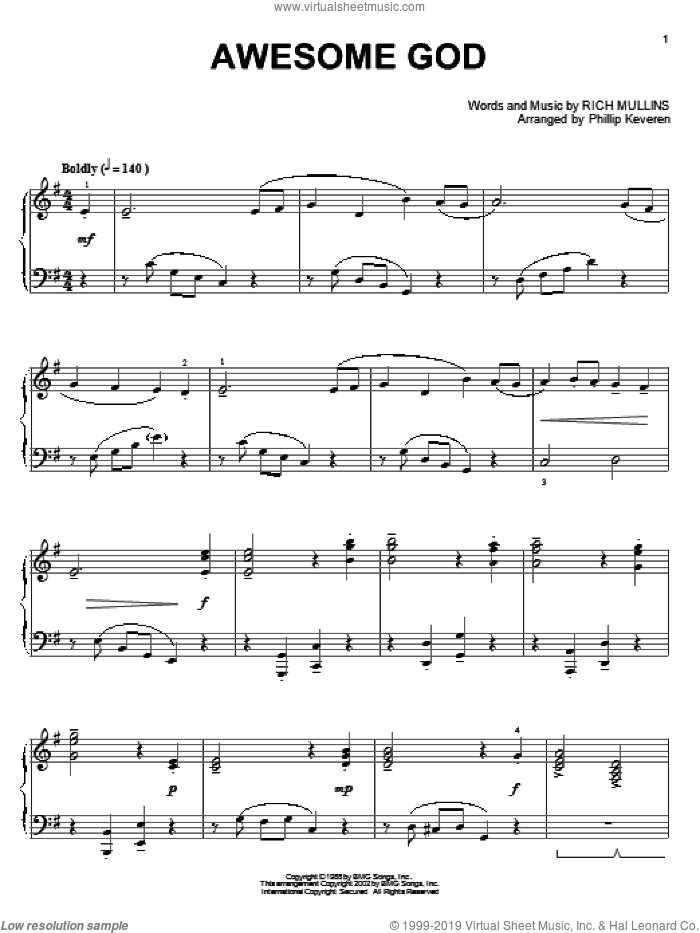 Awesome God (arr. Phillip Keveren), (intermediate)