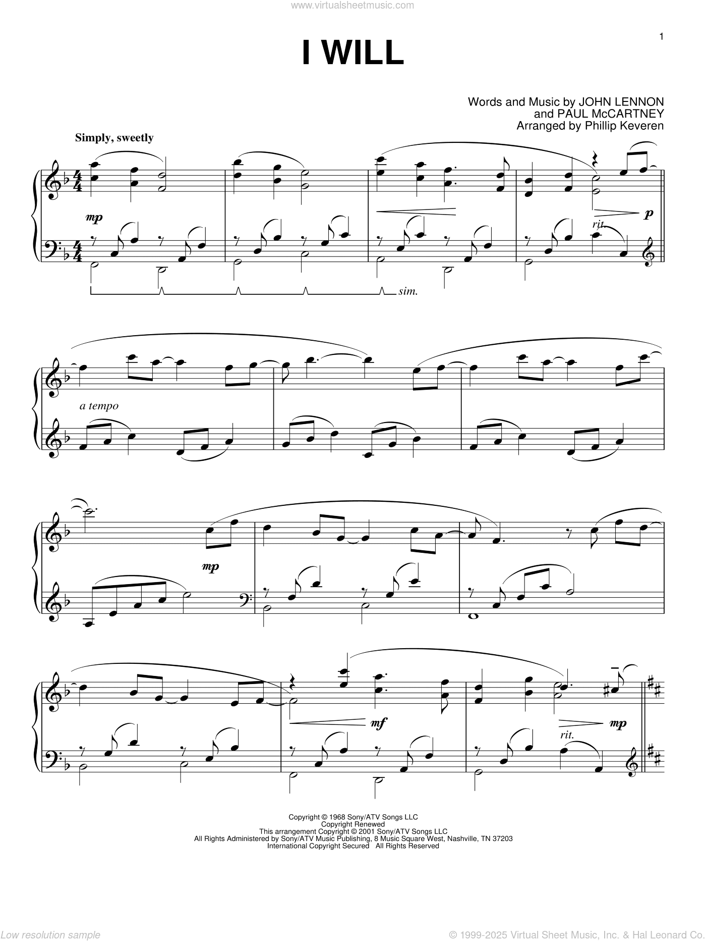 I Will (arr. Phillip Keveren)