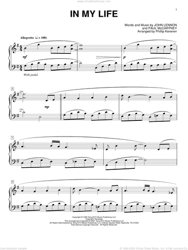 In My Life (arr. Phillip Keveren)