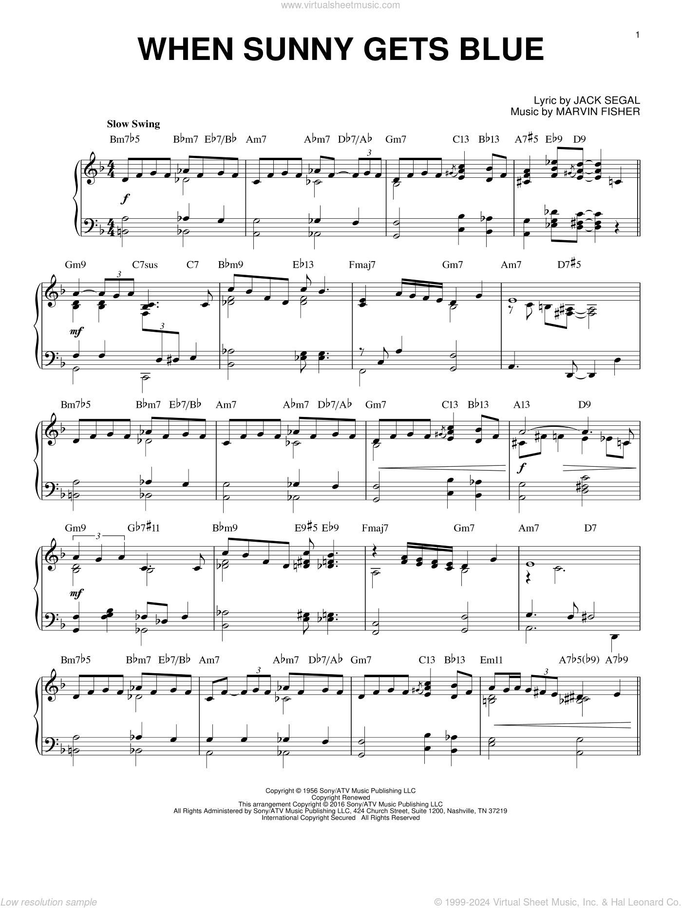When Sunny Gets Blue (arr. Brent Edstrom)