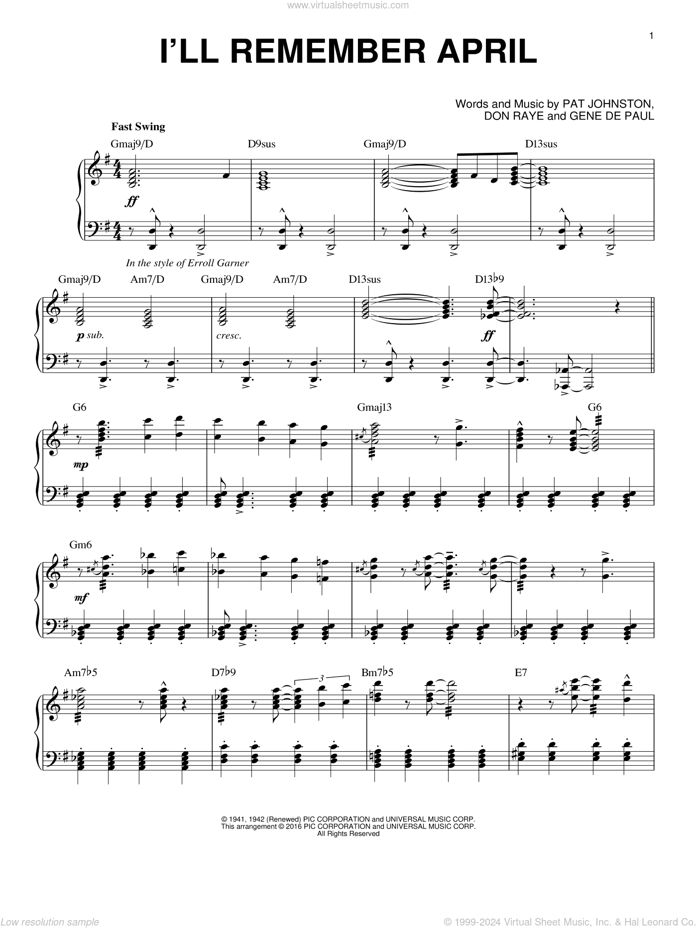 I'll Remember April (arr. Brent Edstrom)
