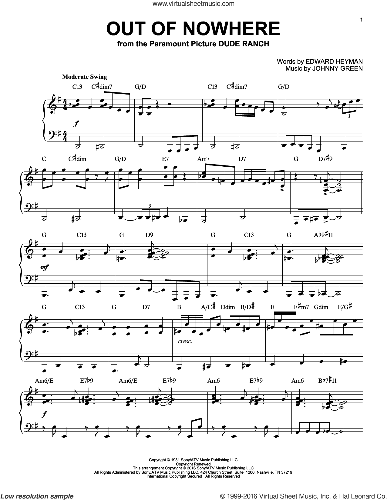 Out Of Nowhere (arr. Brent Edstrom)