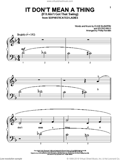 It Don't Mean A Thing (If It Ain't Got That Swing) (arr. Phillip Keveren)