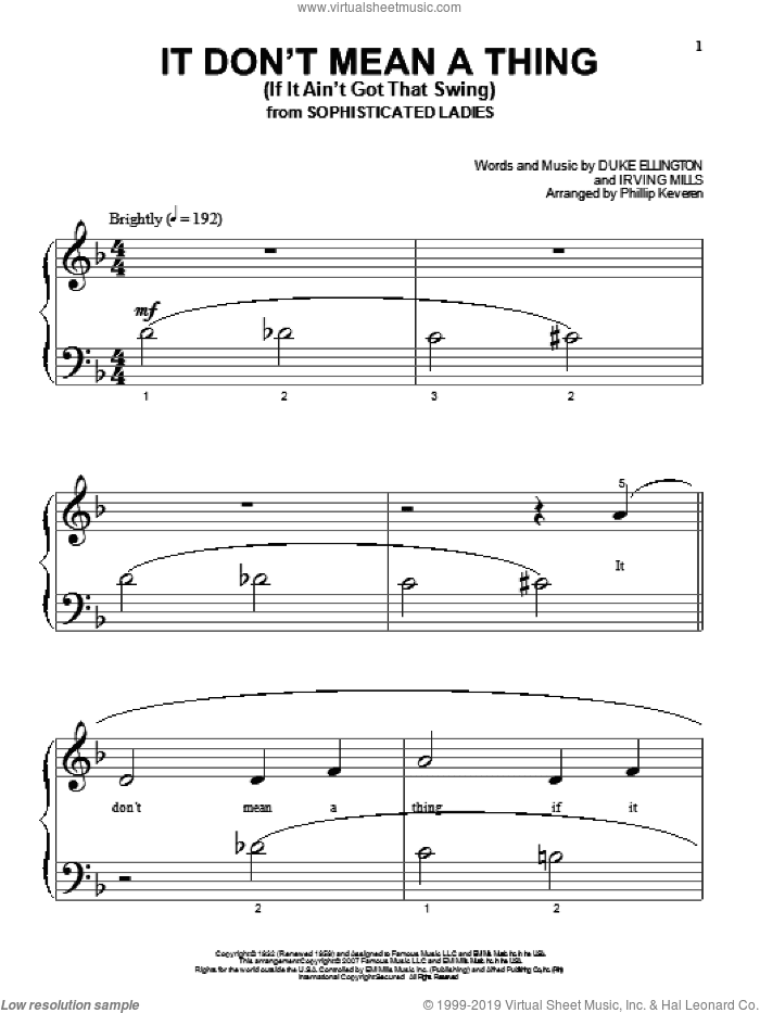 It Don't Mean A Thing (If It Ain't Got That Swing) (arr. Phillip Keveren)