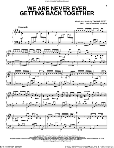 We Are Never Ever Getting Back Together, (intermediate)