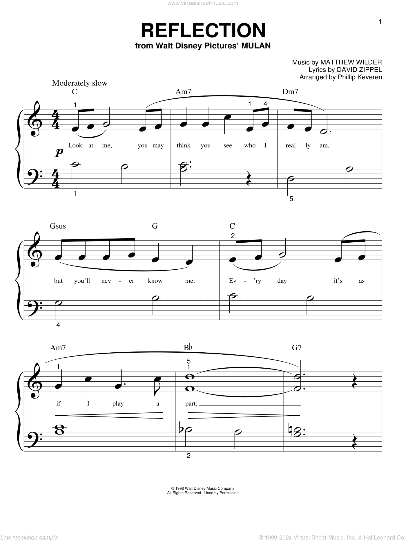 Reflection (from Mulan) (arr. Phillip Keveren)