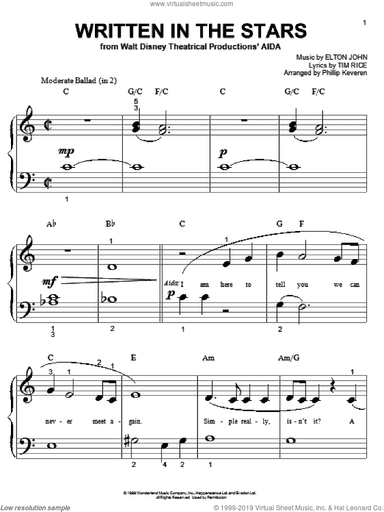 Written In The Stars (from Aida) (arr. Phillip Keveren)