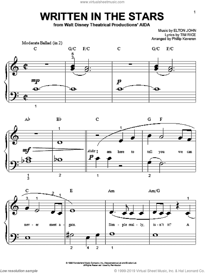 Written In The Stars (from Aida) (arr. Phillip Keveren)