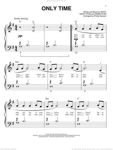 Only Time (arr. Phillip Keveren)