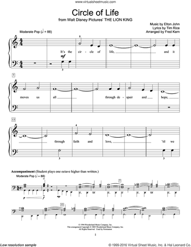Circle Of Life (from The Lion King) (arr. Fred Kern)