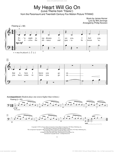 My Heart Will Go On (Love Theme from Titanic) (arr. Phillip Keveren)
