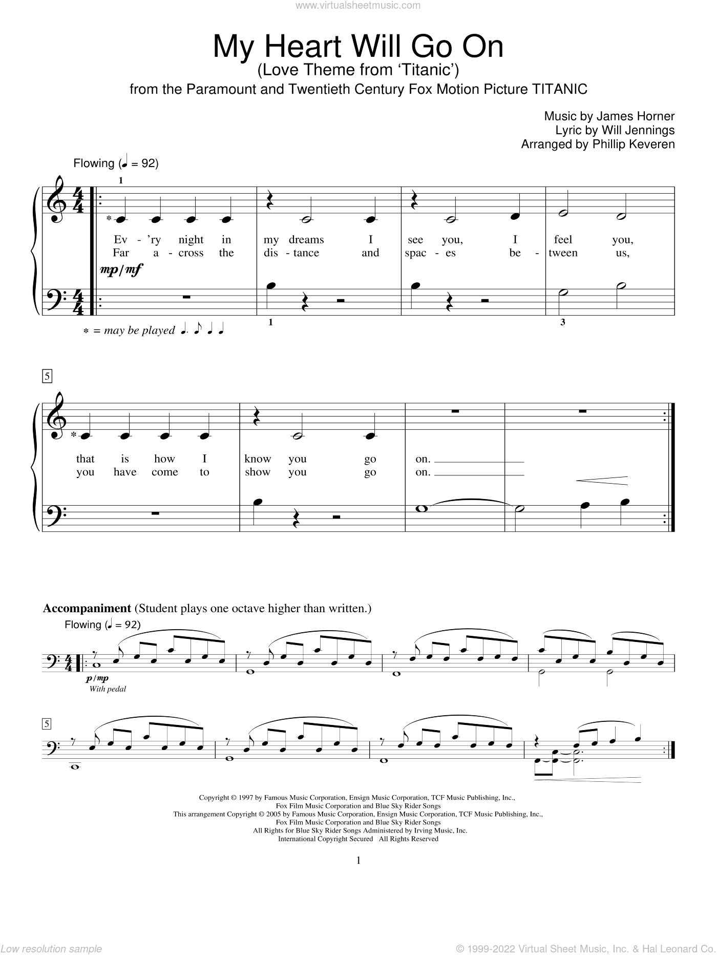 My Heart Will Go On (Love Theme from Titanic) (arr. Phillip Keveren)