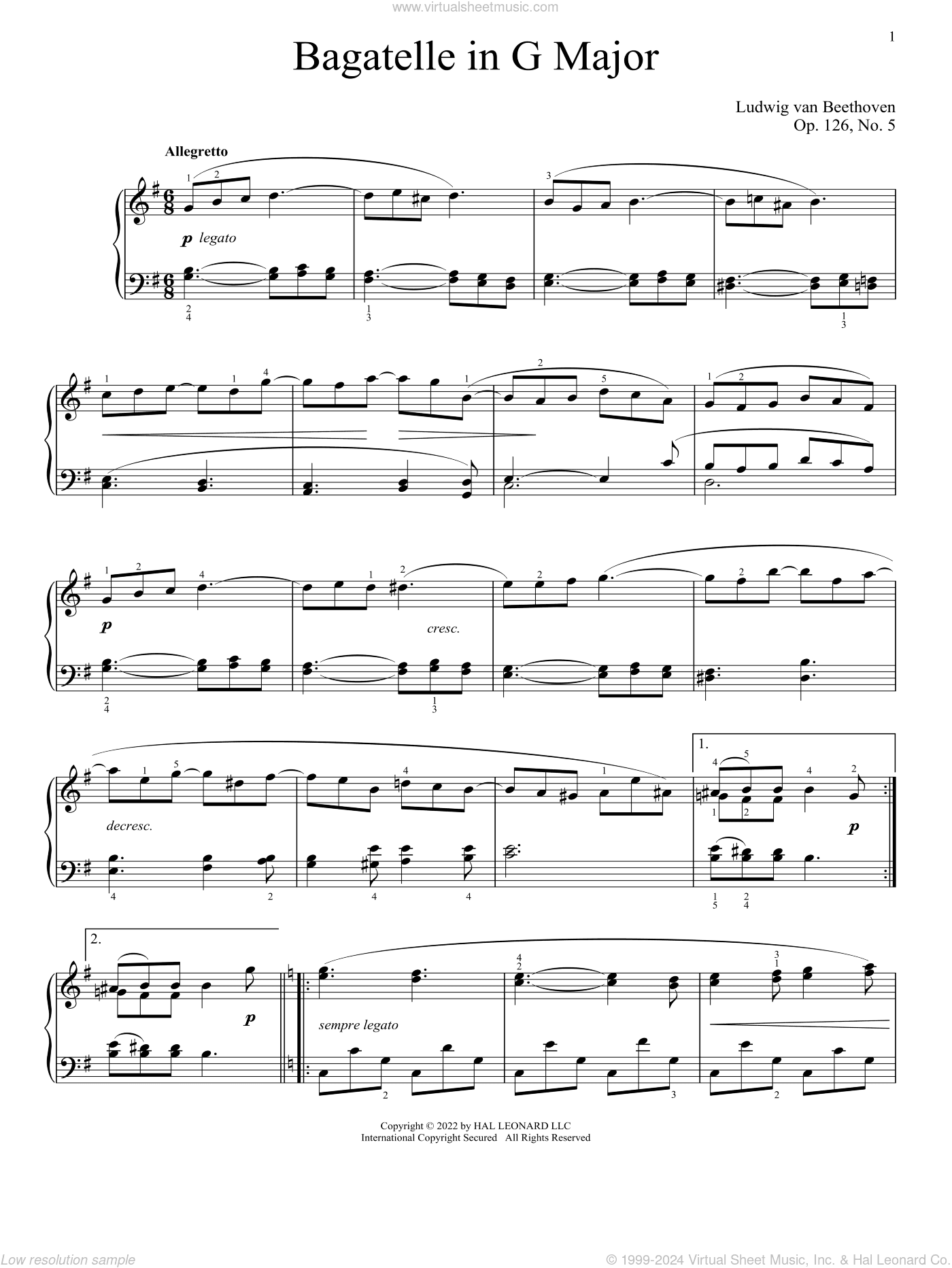 Bagatelle in G, Op. 126, No. 5
