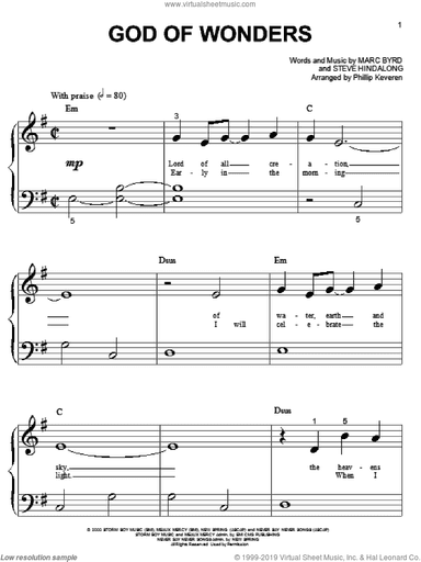 God Of Wonders (arr. Phillip Keveren)