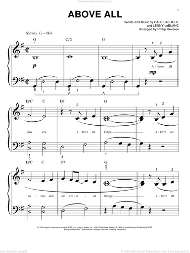 Above All (arr. Phillip Keveren)
