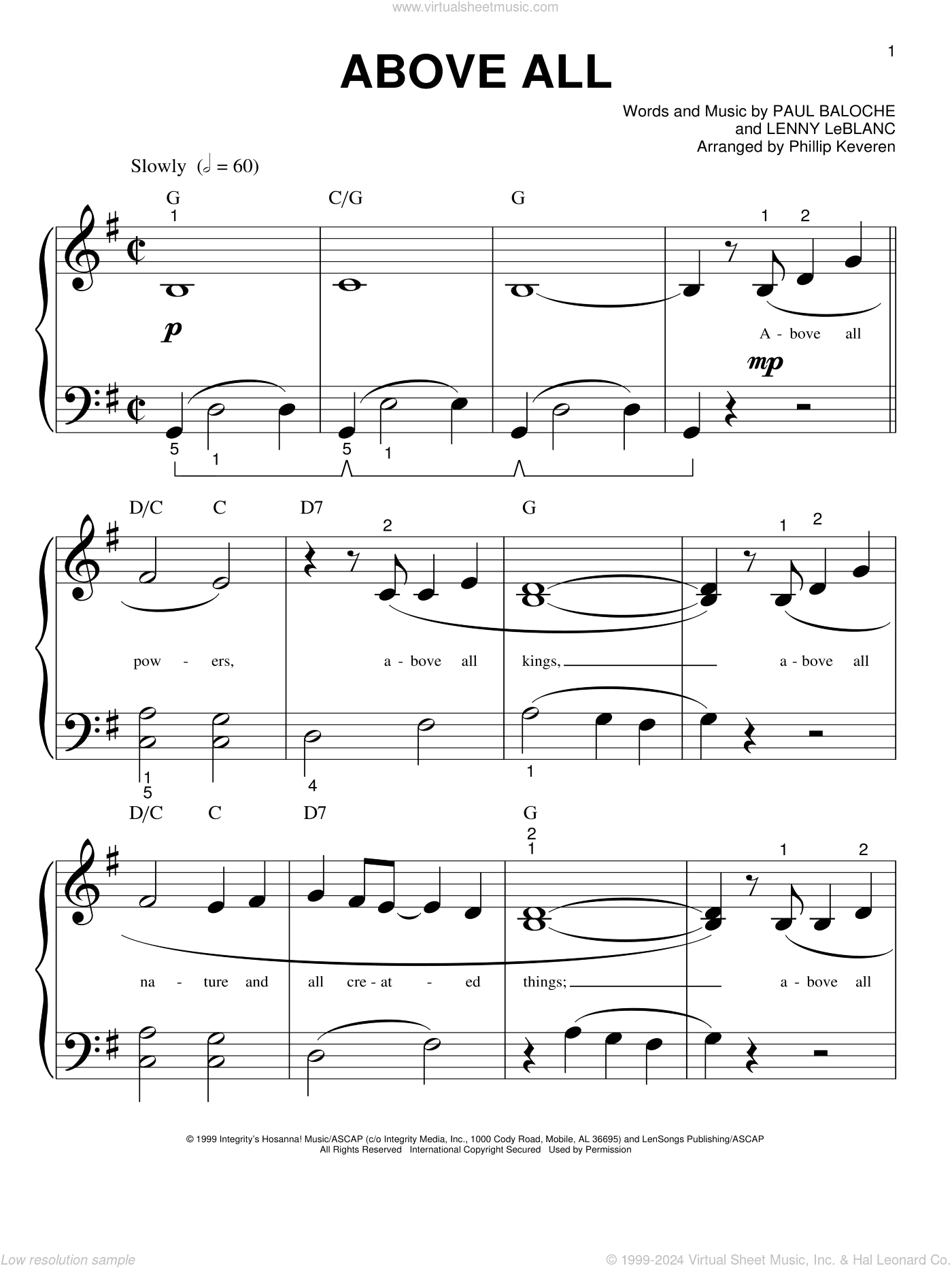 Above All (arr. Phillip Keveren)