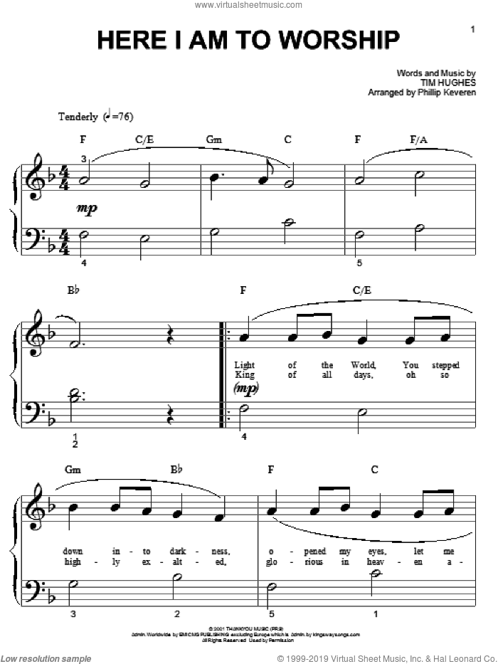 Here I Am To Worship (arr. Phillip Keveren)