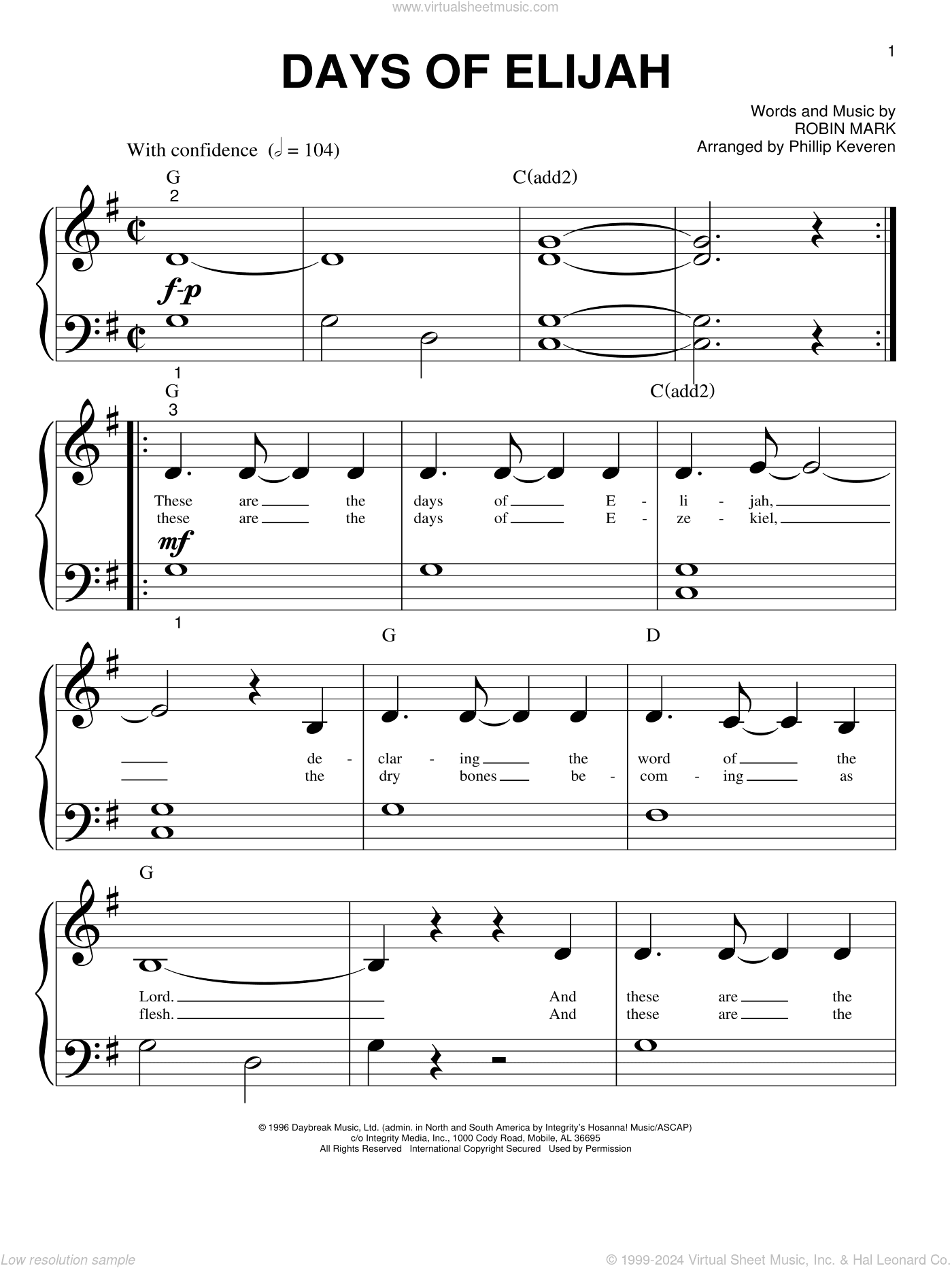 Days Of Elijah (arr. Phillip Keveren)