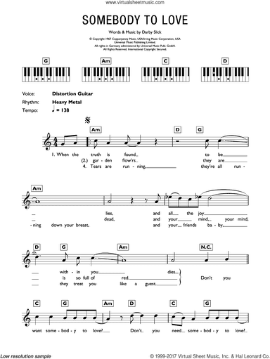 Somebody To Love, (intermediate)