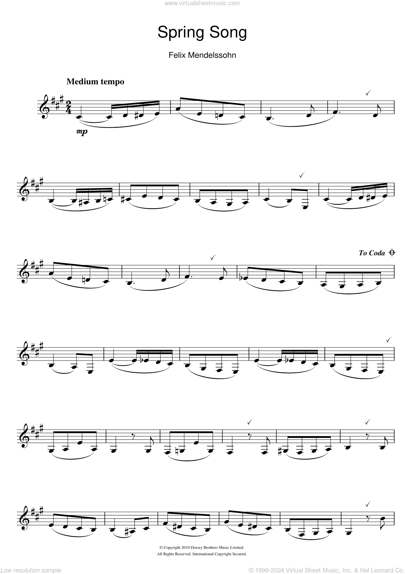 Spring Song, from Songs Without Words, Op.62