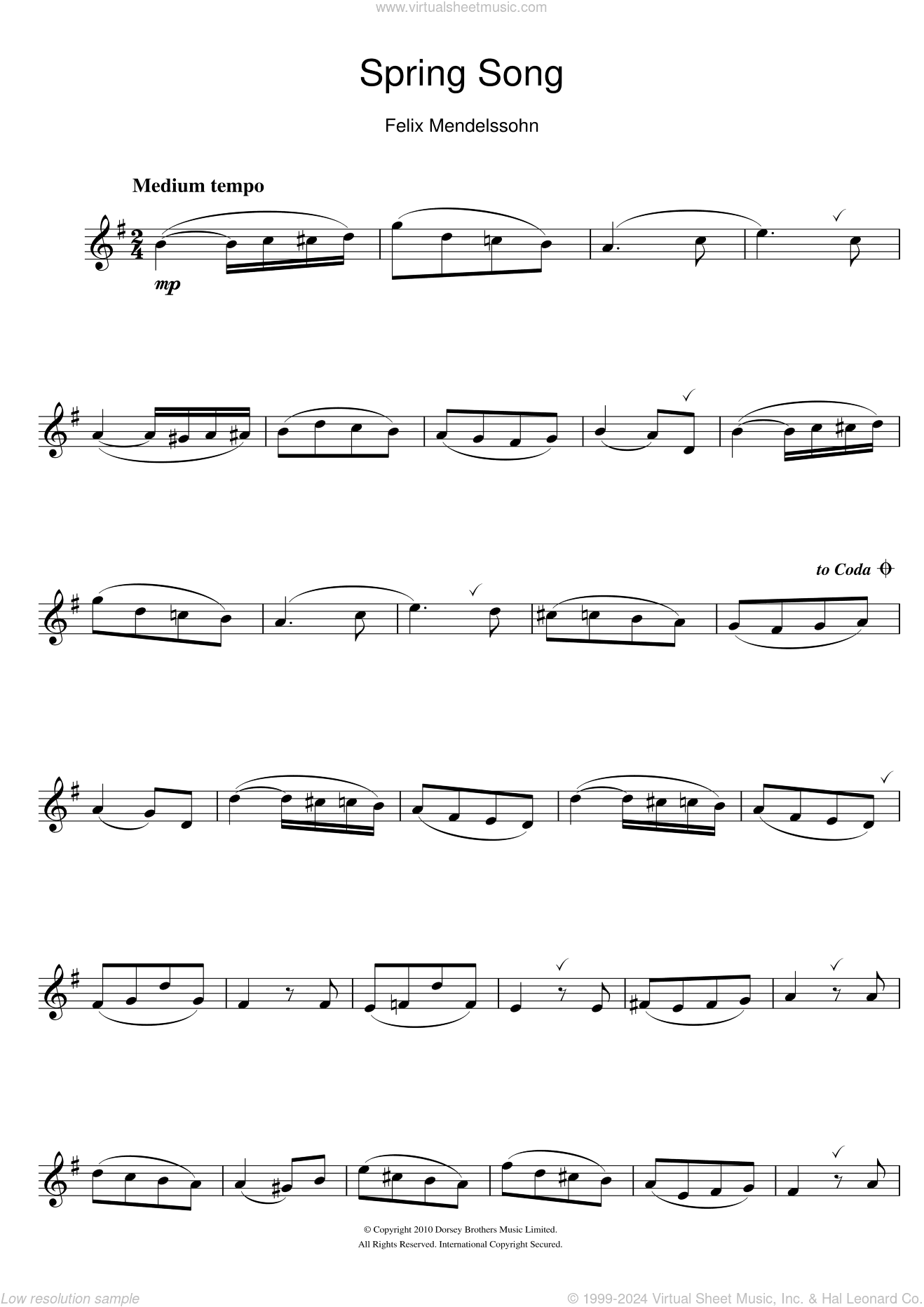 Spring Song, from Songs Without Words, Op.62