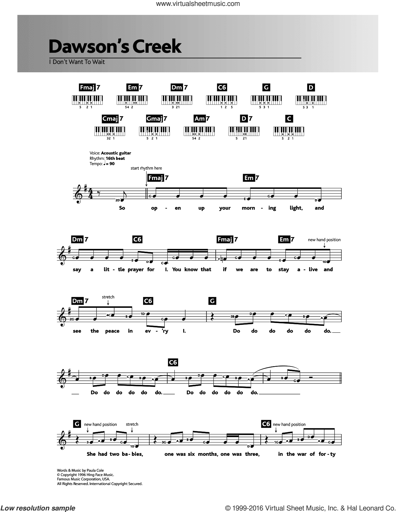 I Don't Want To Wait (theme from Dawson's Creek)