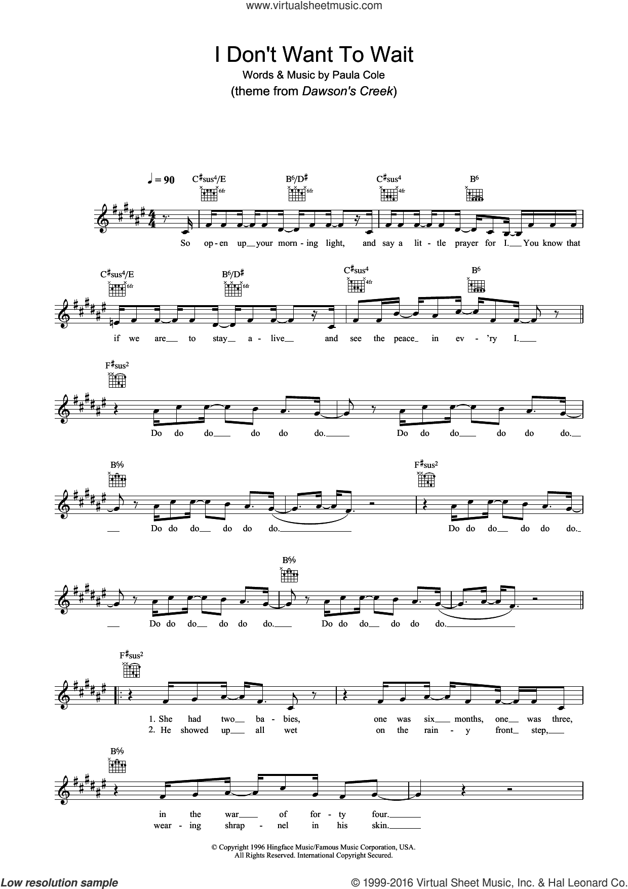 I Don't Want To Wait (theme from Dawson's Creek)
