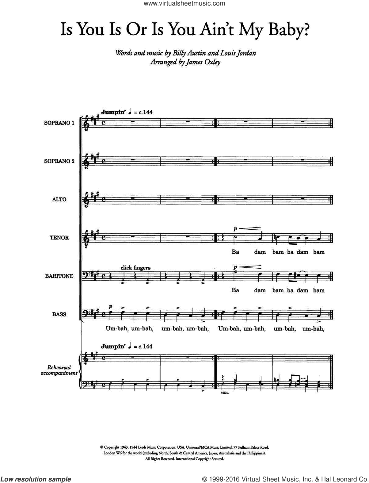 Is You Is, Or Is You Ain't (Ma' Baby) (arr. James Oxley)