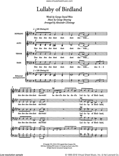 Lullaby Of Birdland (arr. Alexander L'Estrange)