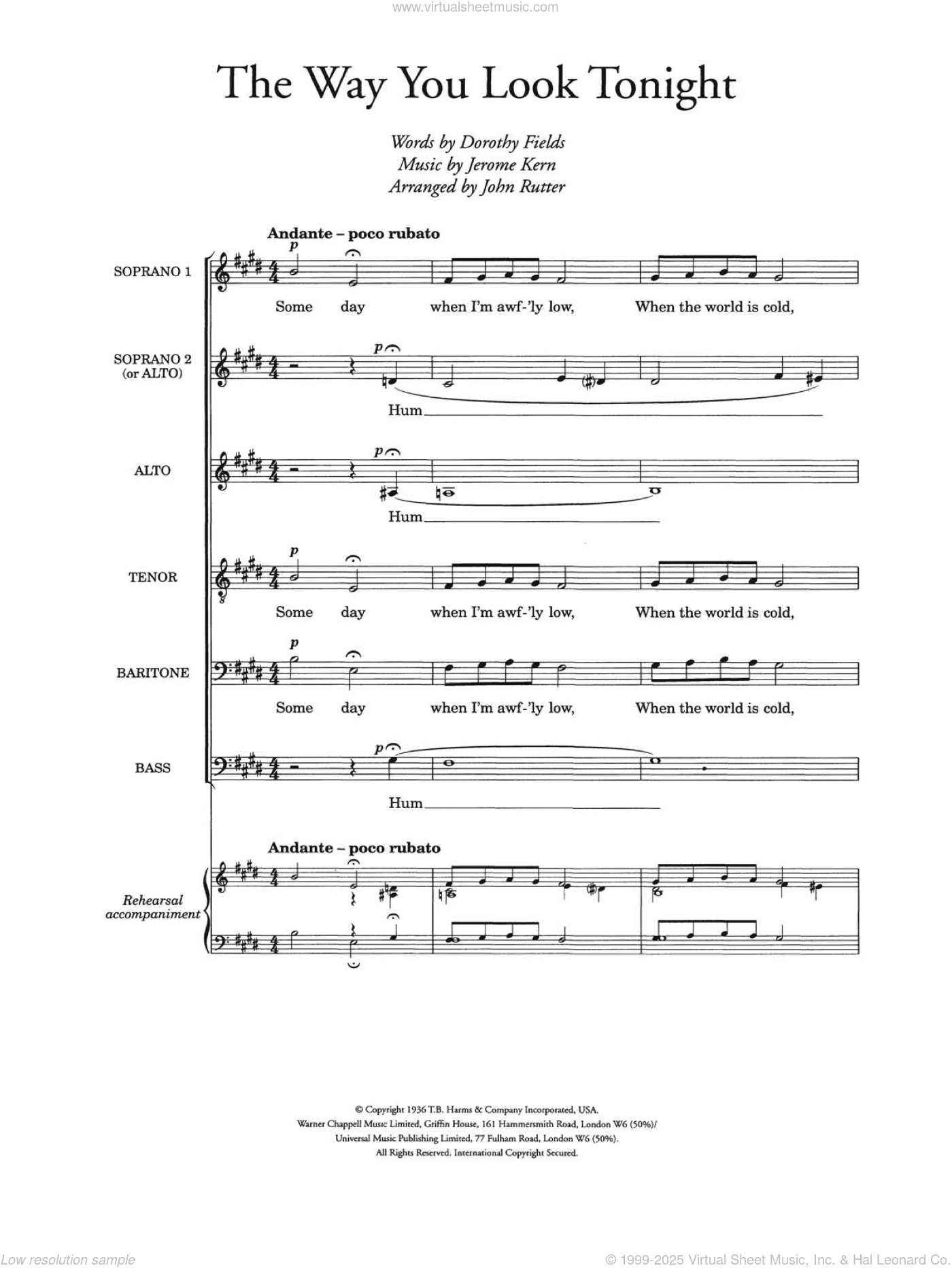 The Way You Look Tonight (arr. John Rutter)