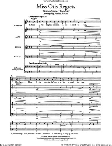 Miss Otis Regrets (arr. Martin Pickard)