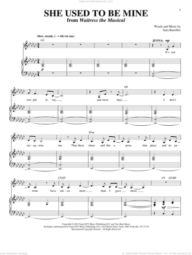 She Used To Be Mine (from Waitress The Musical)