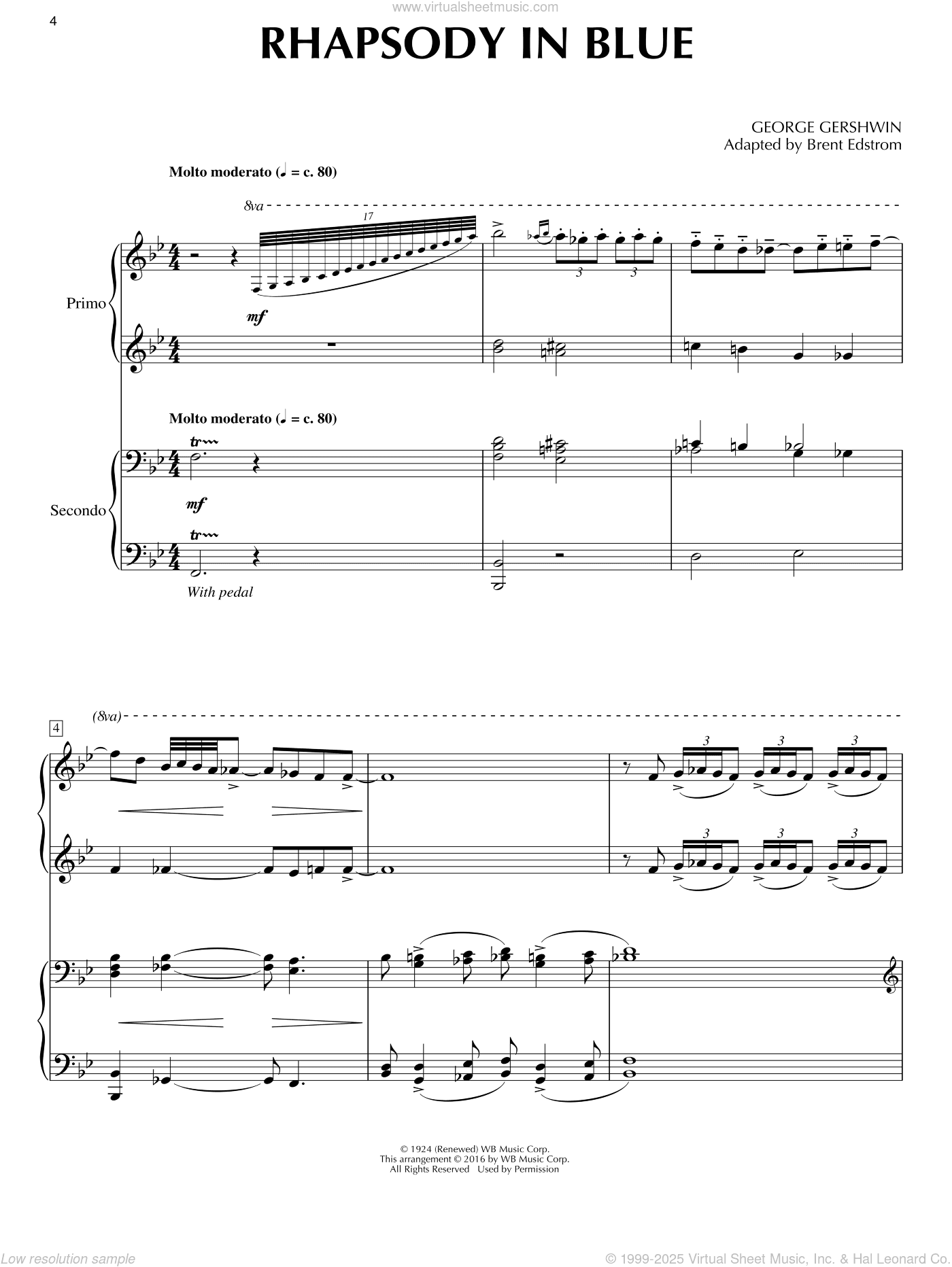 Rhapsody In Blue (1 Piano, 4 Hands) (arr. Brent Edstrom)
