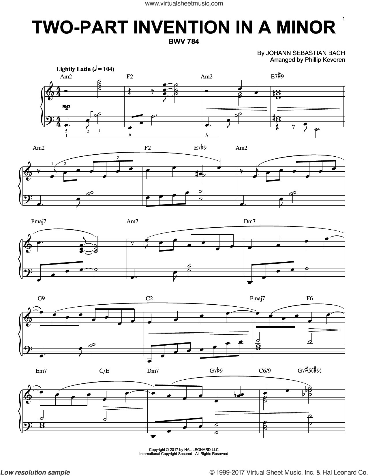 Two-Part Invention In A Minor, BWV 784 [Jazz version] (arr. Phillip Keveren)