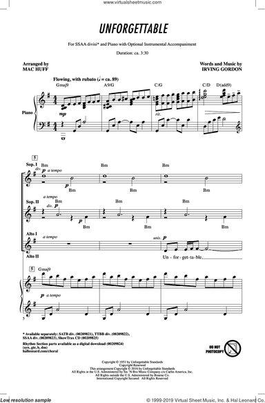 Unforgettable (arr. Mac Huff)