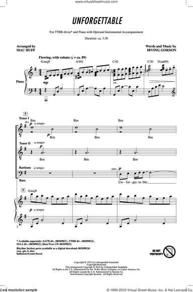 Unforgettable (arr. Mac Huff)