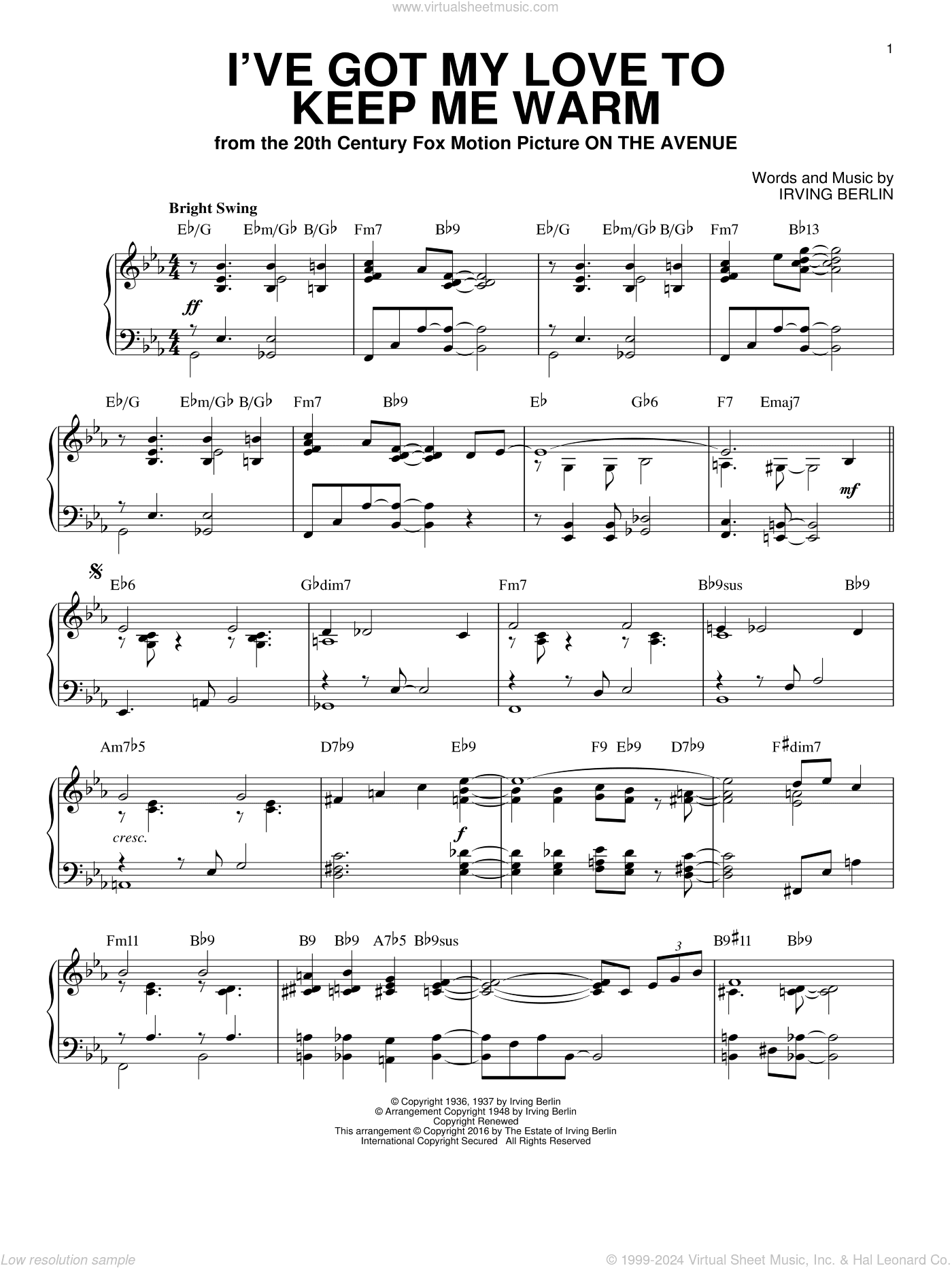 I've Got My Love To Keep Me Warm [Jazz version] (arr. Brent Edstrom)