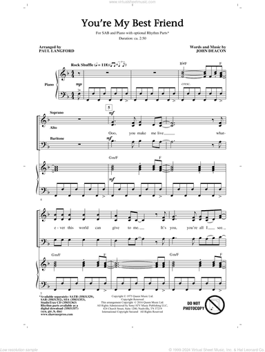 You're My Best Friend (arr. Paul Langford)