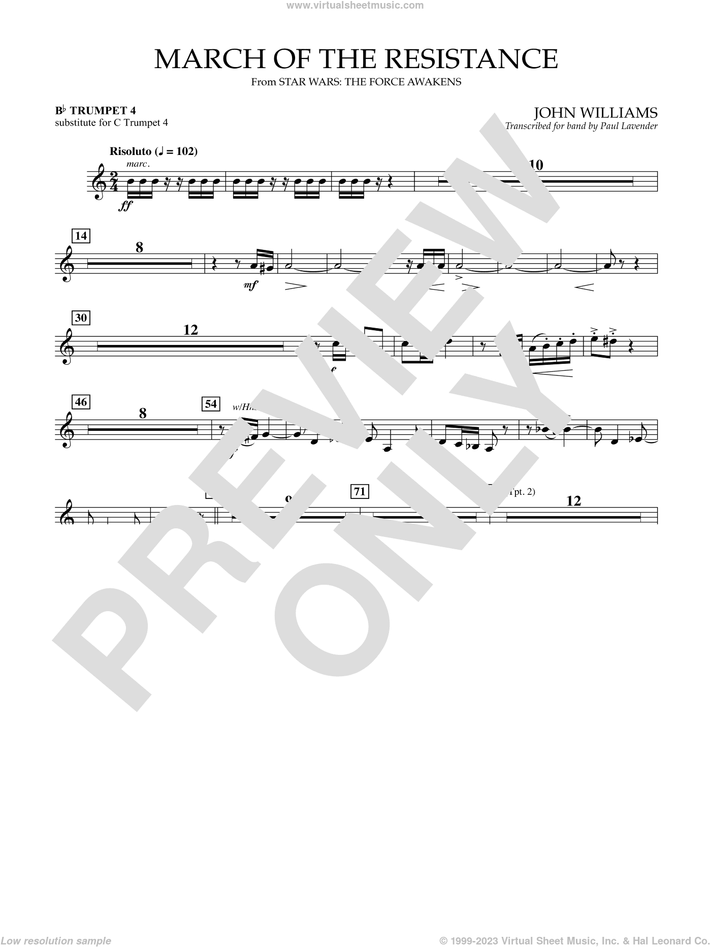 March of the Resistance, Bb trumpet 1 sub. c tpt. 1
