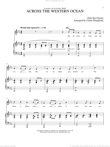 Across The Western Ocean (Five Sea Chanties, No. 3)