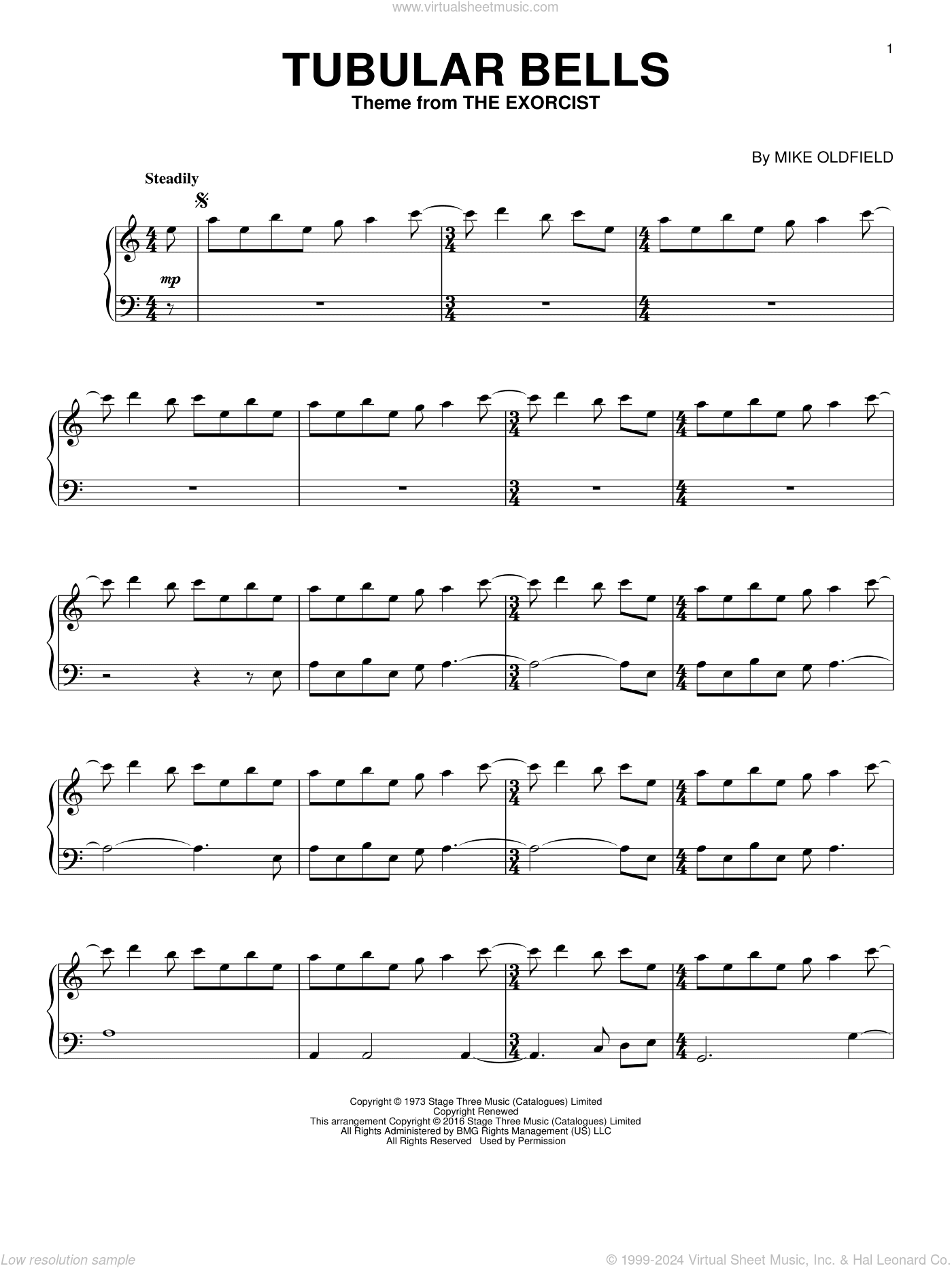 Tubular Bells, (intermediate)