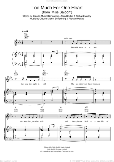 Too Much For One Heart (from Miss Saigon)