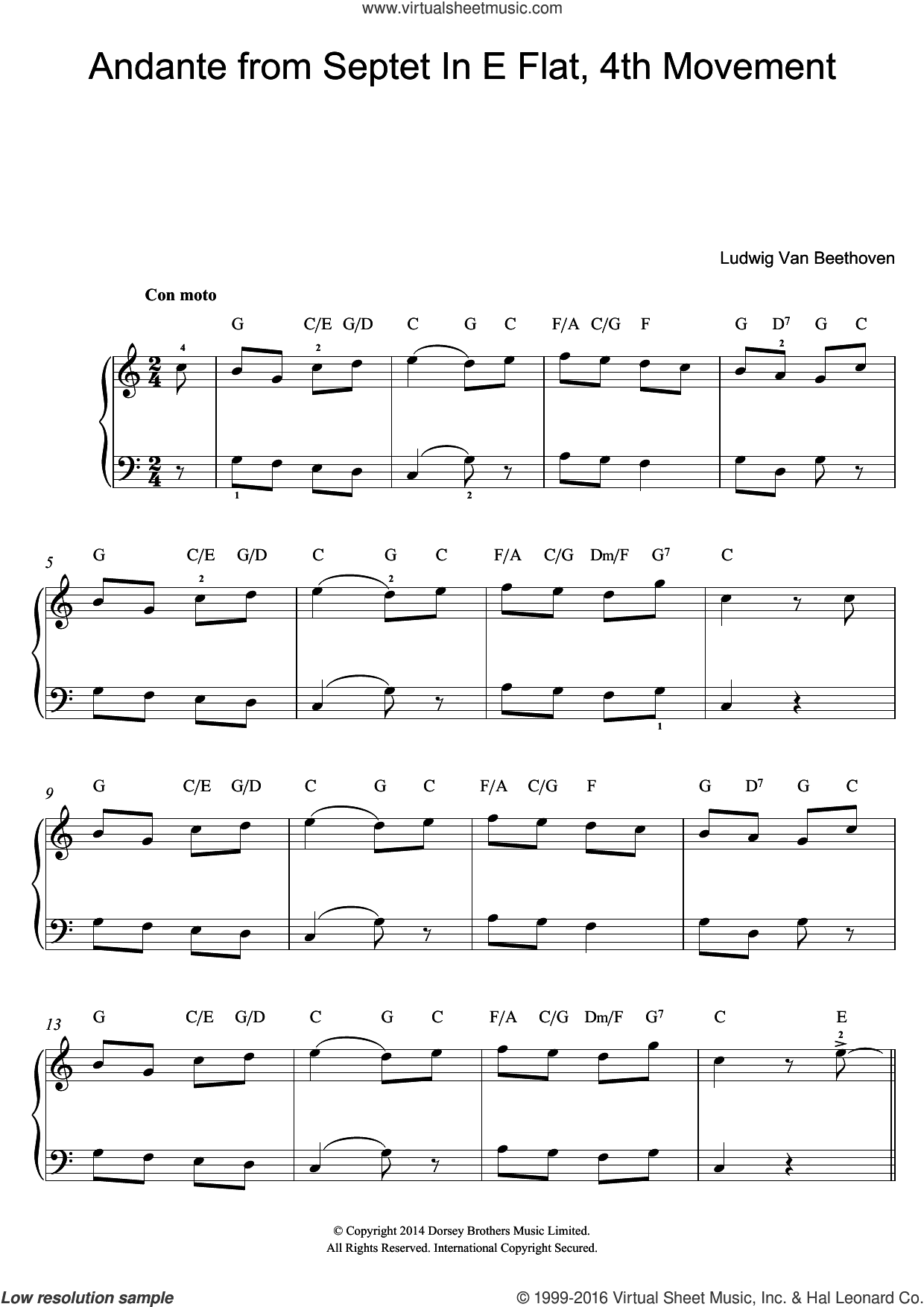 Andante from Septet In E Flat, 4th Movement