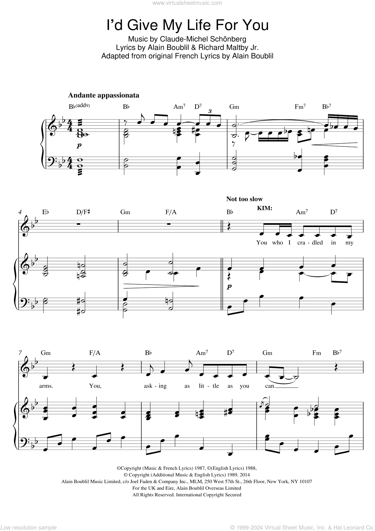 I'd Give My Life For You (from Miss Saigon)