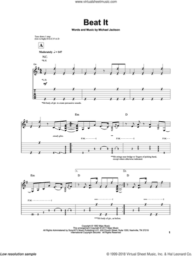 Beat It, (intermediate)